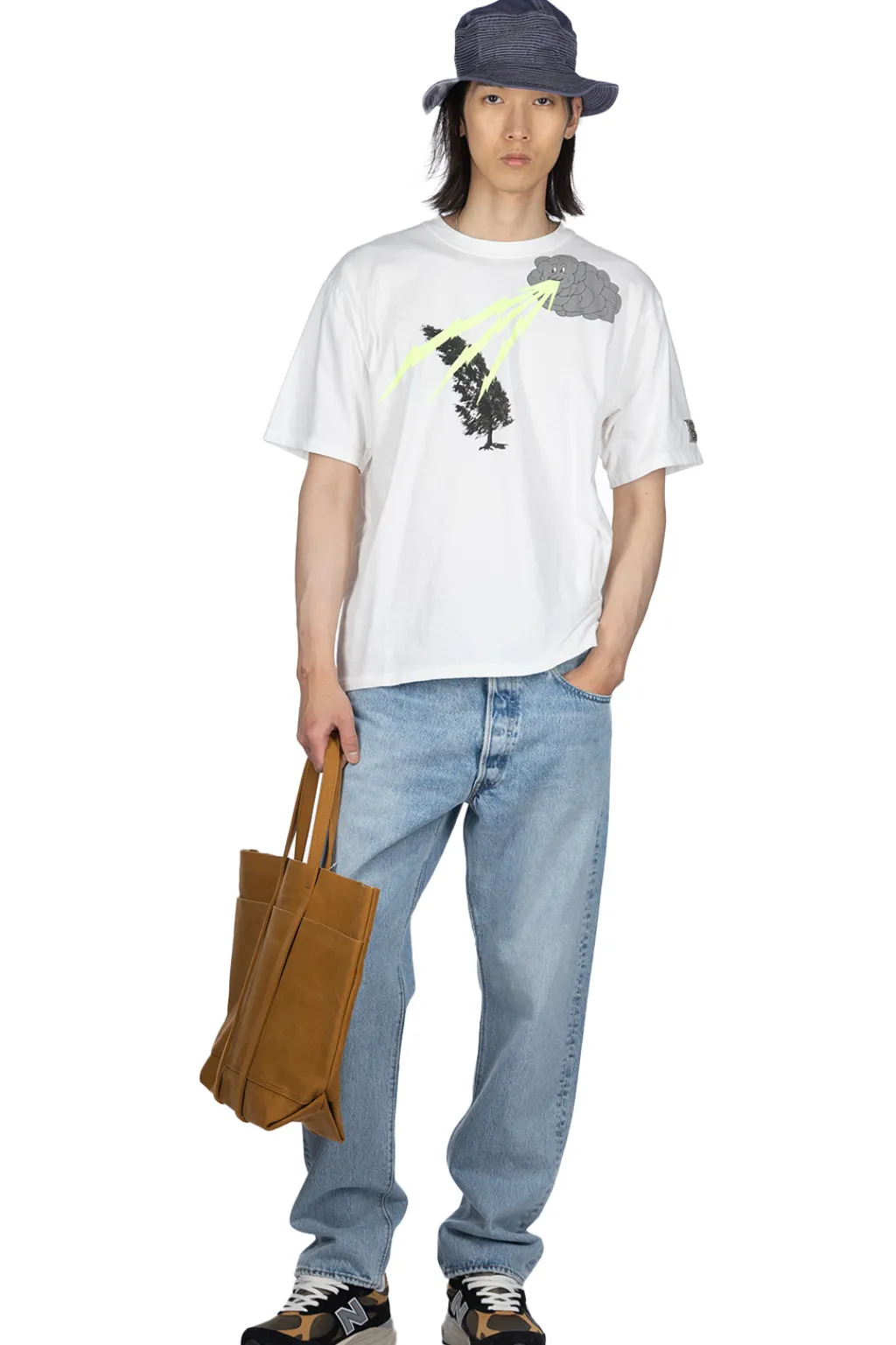 Outlet Kapital 20/-Jersey Crew T (THUNDER & CONIFER) - White