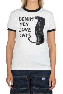 Sale Kapital 20/-Jersey Ringer T (DENIM MEN LOVE CATS SCRATCH) - White