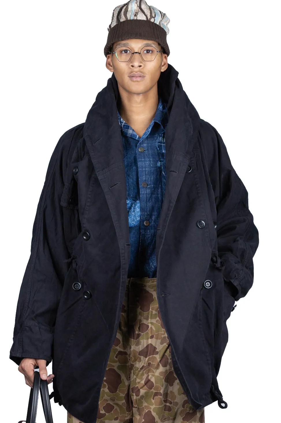 Outlet Kapital Katsuragi Cotton RING Coat - Black