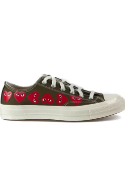 Online Comme Des Garcons Play Khaki Converse - Multiple Hearts Chuck 70 Low Sneakers