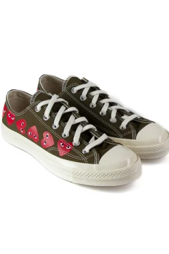 Online Comme Des Garcons Play Khaki Converse - Multiple Hearts Chuck 70 Low Sneakers