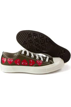 Online Comme Des Garcons Play Khaki Converse - Multiple Hearts Chuck 70 Low Sneakers