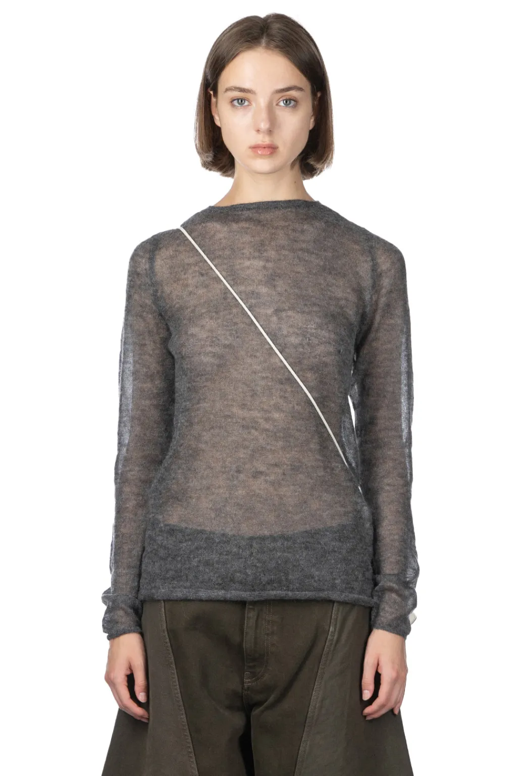 Best AURALEE KID MOHAIR SHEER KNIT BOAT NECK - Charcoal