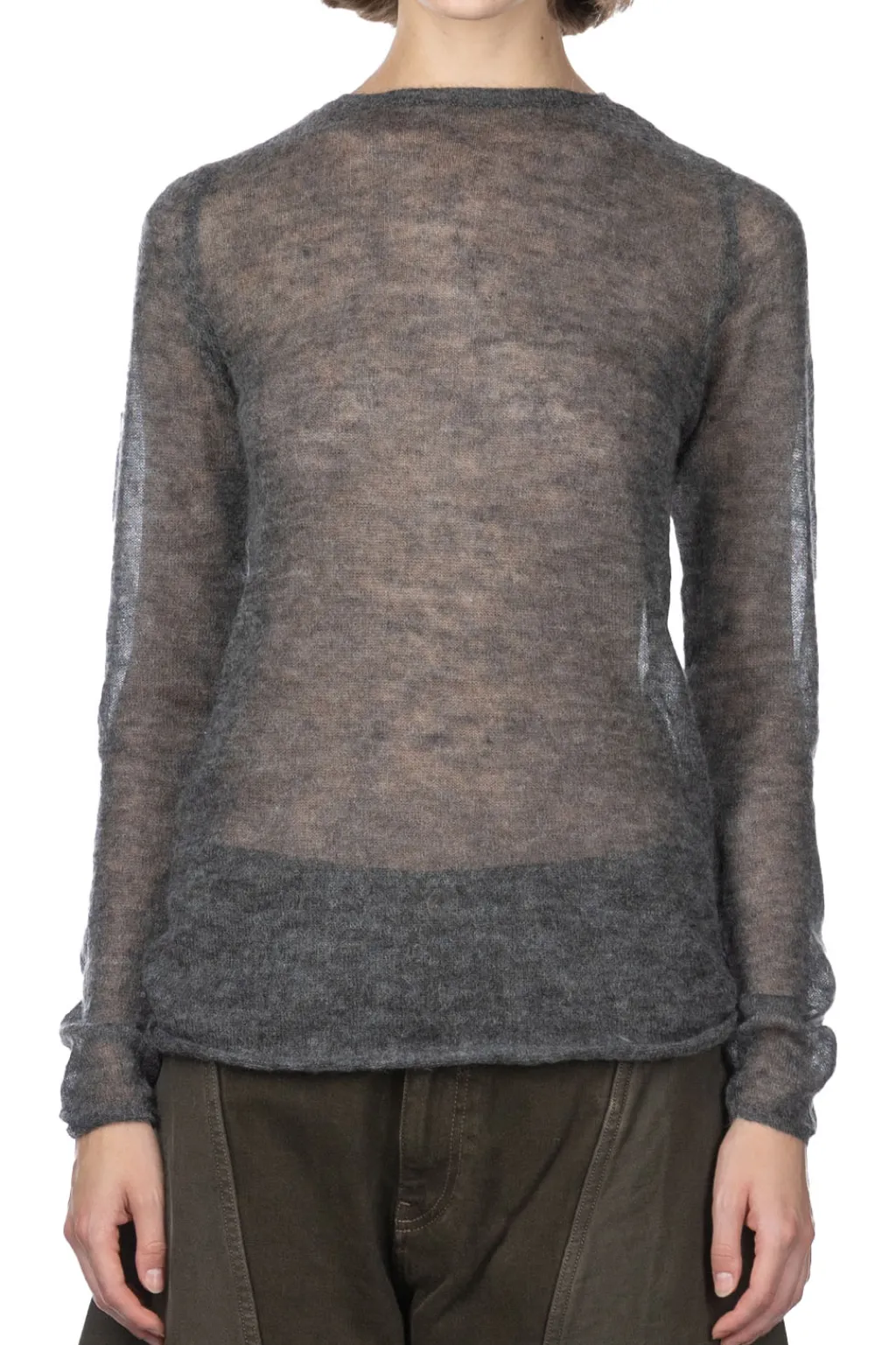 Best AURALEE KID MOHAIR SHEER KNIT BOAT NECK - Charcoal