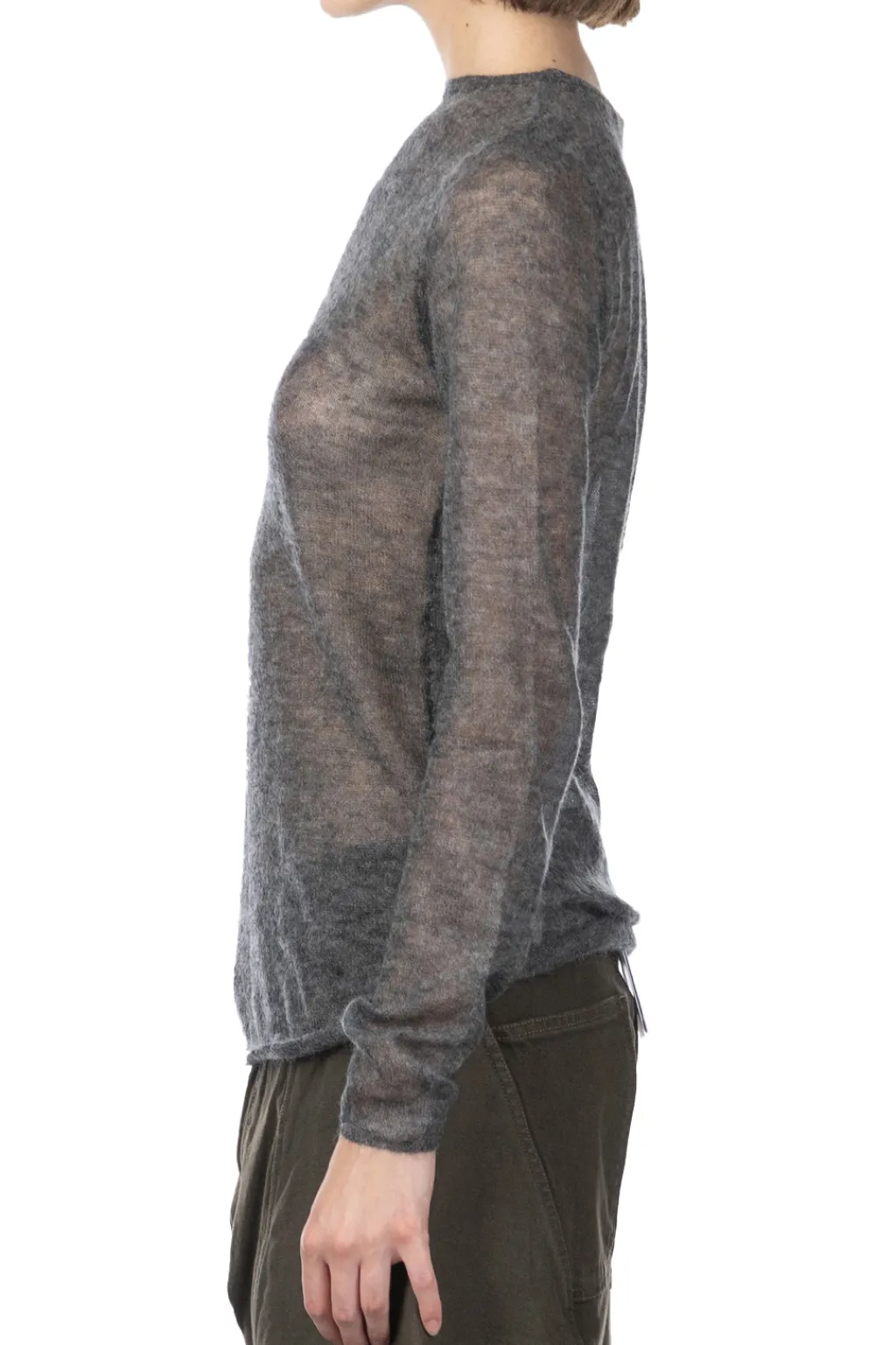 Best AURALEE KID MOHAIR SHEER KNIT BOAT NECK - Charcoal