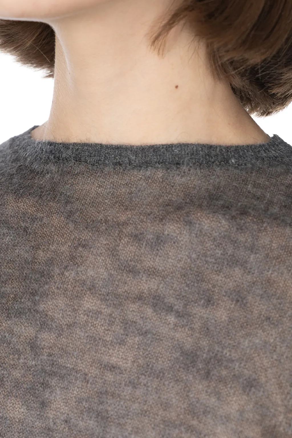 Best AURALEE KID MOHAIR SHEER KNIT BOAT NECK - Charcoal