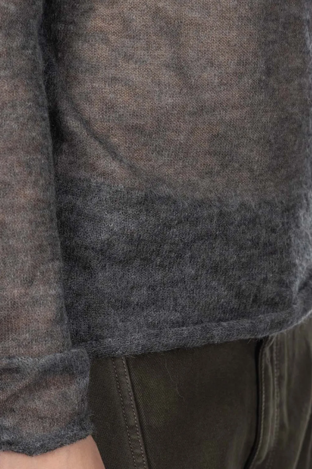 Best AURALEE KID MOHAIR SHEER KNIT BOAT NECK - Charcoal