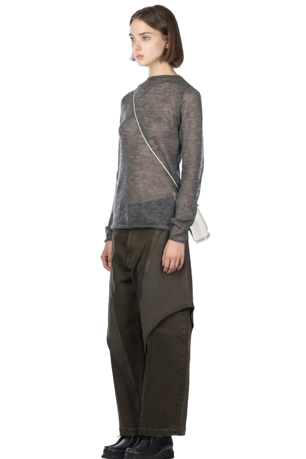 Best AURALEE KID MOHAIR SHEER KNIT BOAT NECK - Charcoal