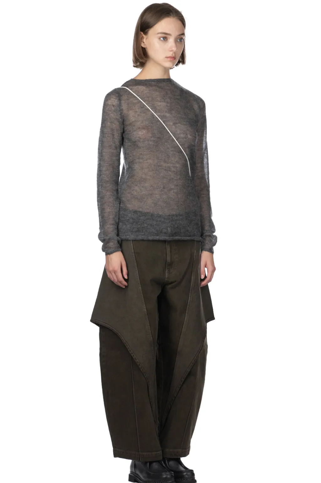 Best AURALEE KID MOHAIR SHEER KNIT BOAT NECK - Charcoal