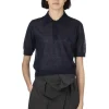 Clearance AURALEE Kid Mohair Sheer Knit Polo - Navy
