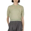 Clearance AURALEE Kid Mohair Sheer Knit Polo - Pale Green