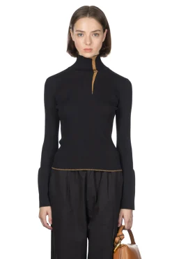 Hot Mame Kurogouchi Kintsugi High Neck Knitted Top