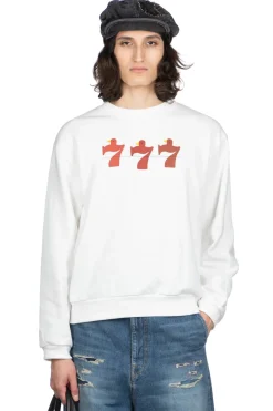 New Kapital 30-Knit Crew Sweatshirt (LUCKY BATTERY BIRD) - White