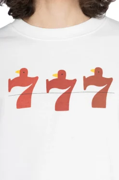 New Kapital 30-Knit Crew Sweatshirt (LUCKY BATTERY BIRD) - White