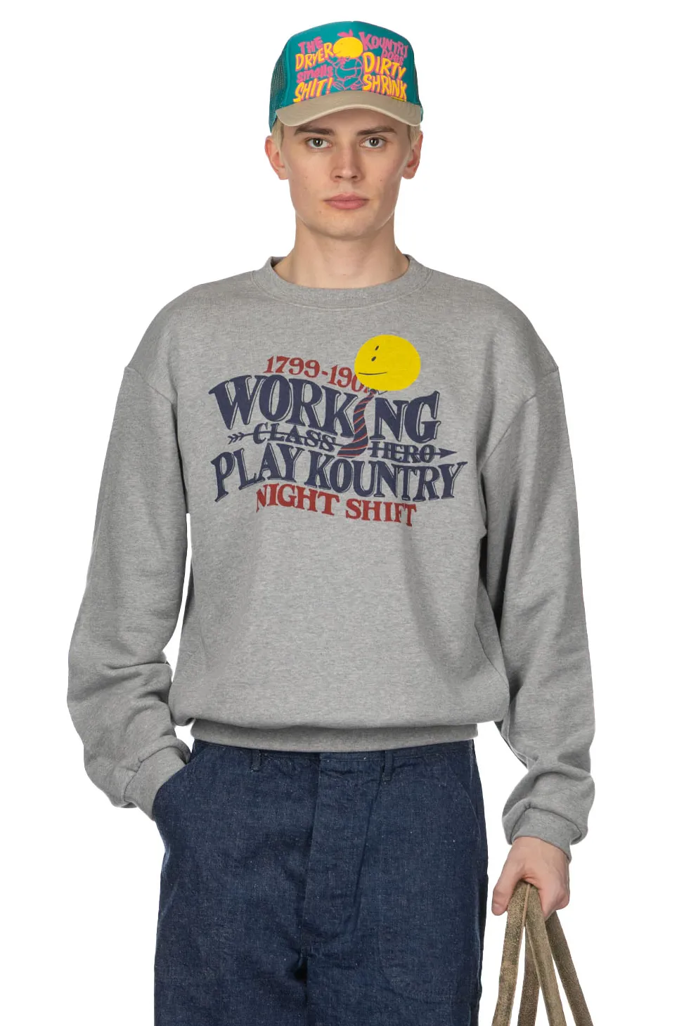 Outlet Kapital 30-Knit Crew Sweatshirt (NIGHT SHIFT PROFILE RAINBOWY) - Grey