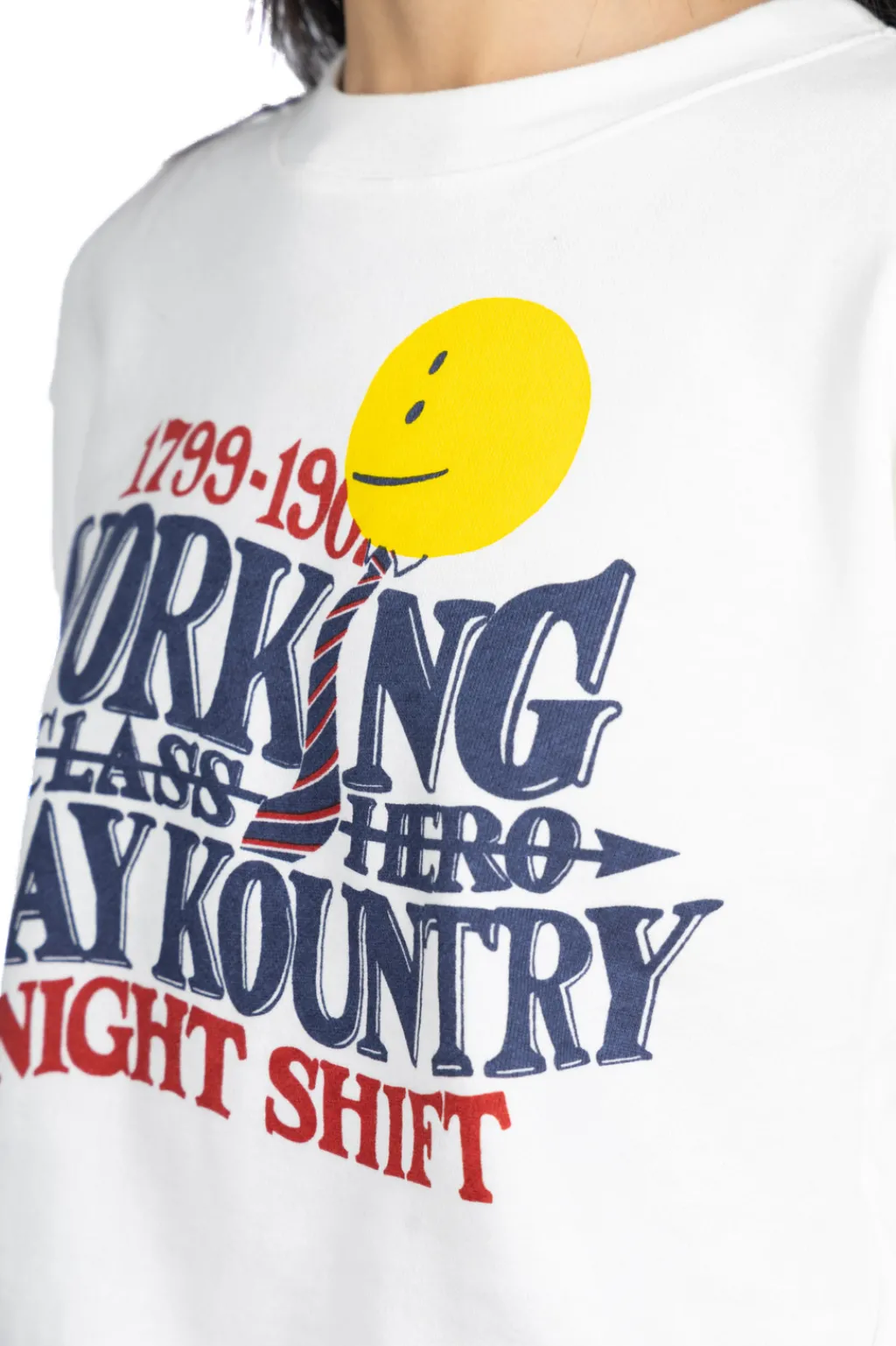 Discount Kapital 30-Knit Crew Sweatshirt (NIGHT SHIFT PROFILE RAINBOWY) - White