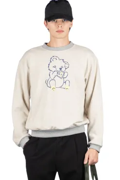 Outlet Kapital Knit Crew Sweatshirt (PECKISH Little Bear) - Natural x Grey