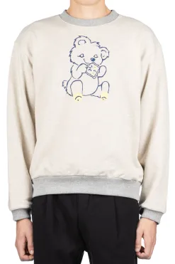 Outlet Kapital Knit Crew Sweatshirt (PECKISH Little Bear) - Natural x Grey