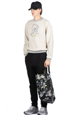 Outlet Kapital Knit Crew Sweatshirt (PECKISH Little Bear) - Natural x Grey