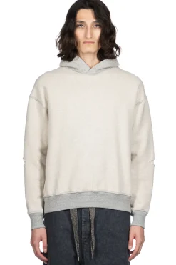 Sale Kapital Knit Rev ELBOW RIP Hoodie (PROFILE RAINBOWY) - Natural x Grey