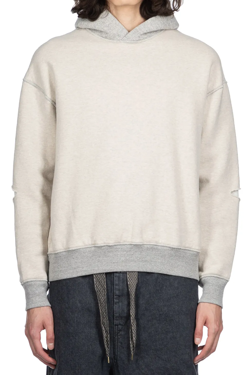 Sale Kapital Knit Rev ELBOW RIP Hoodie (PROFILE RAINBOWY) - Natural x Grey