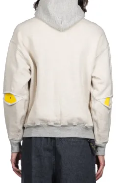 Sale Kapital Knit Rev ELBOW RIP Hoodie (PROFILE RAINBOWY) - Natural x Grey