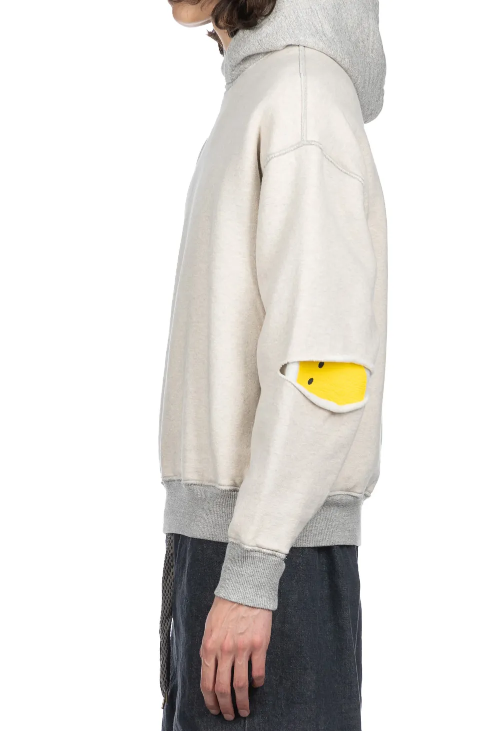 Sale Kapital Knit Rev ELBOW RIP Hoodie (PROFILE RAINBOWY) - Natural x Grey