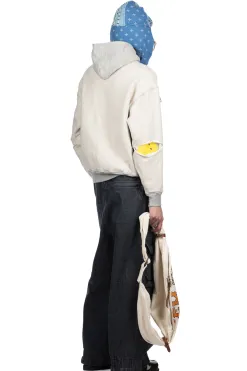 Sale Kapital Knit Rev ELBOW RIP Hoodie (PROFILE RAINBOWY) - Natural x Grey