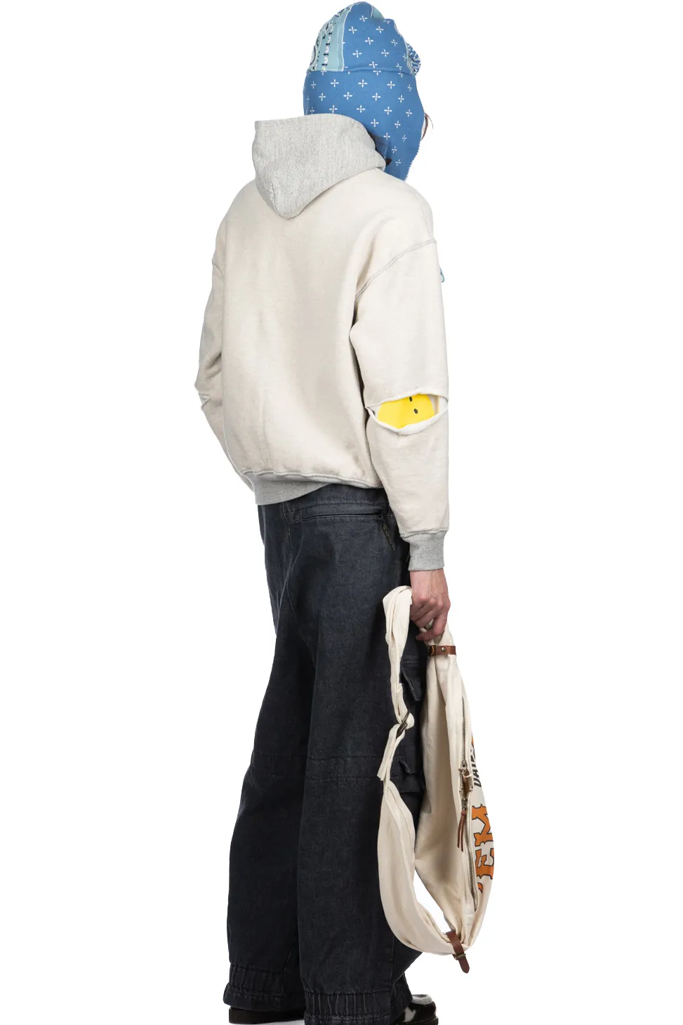 Sale Kapital Knit Rev ELBOW RIP Hoodie (PROFILE RAINBOWY) - Natural x Grey