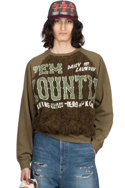 Sale Kapital Knit x Fur GRIZZLY SWT (EM KOUNTRY) - Khaki
