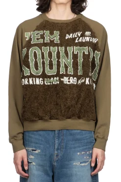 Sale Kapital Knit x Fur GRIZZLY SWT (EM KOUNTRY) - Khaki
