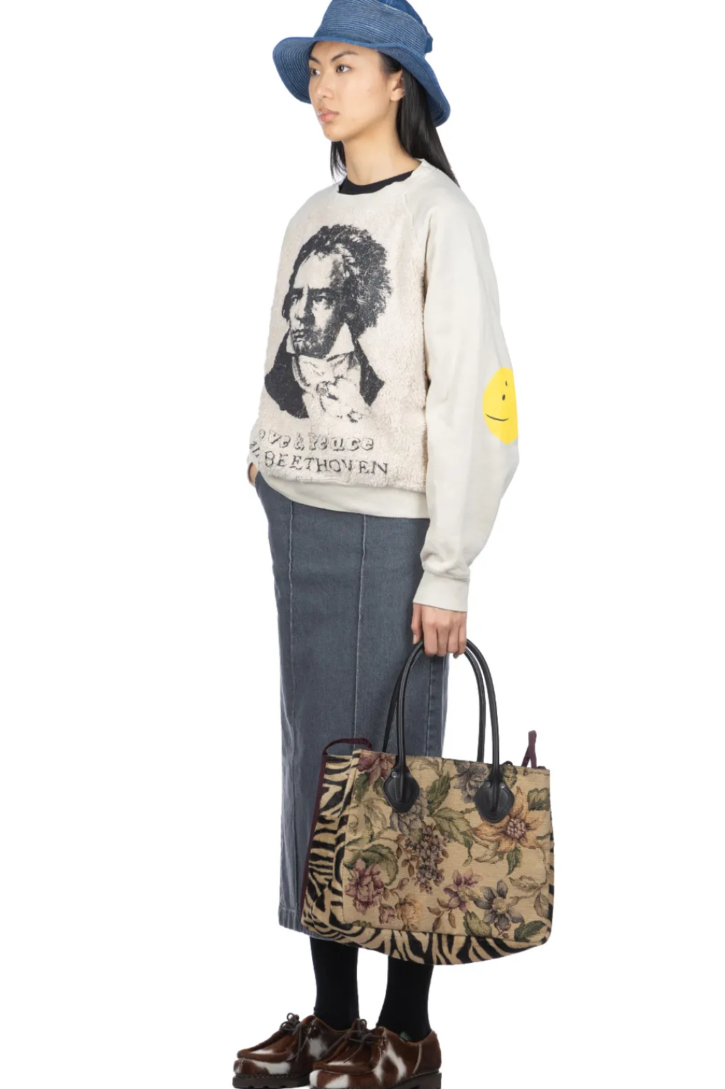 Best Kapital Knit x Fur GRIZZLY SWT (PROFILE RAINBOWY & BEETHOVEN) - Natural