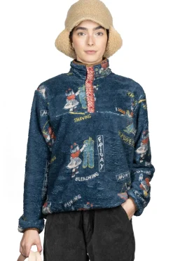 Sale Kapital Kountry Calendar Fleece Pullover - Navy
