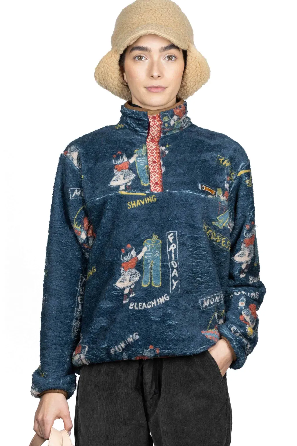 Sale Kapital Kountry Calendar Fleece Pullover - Navy