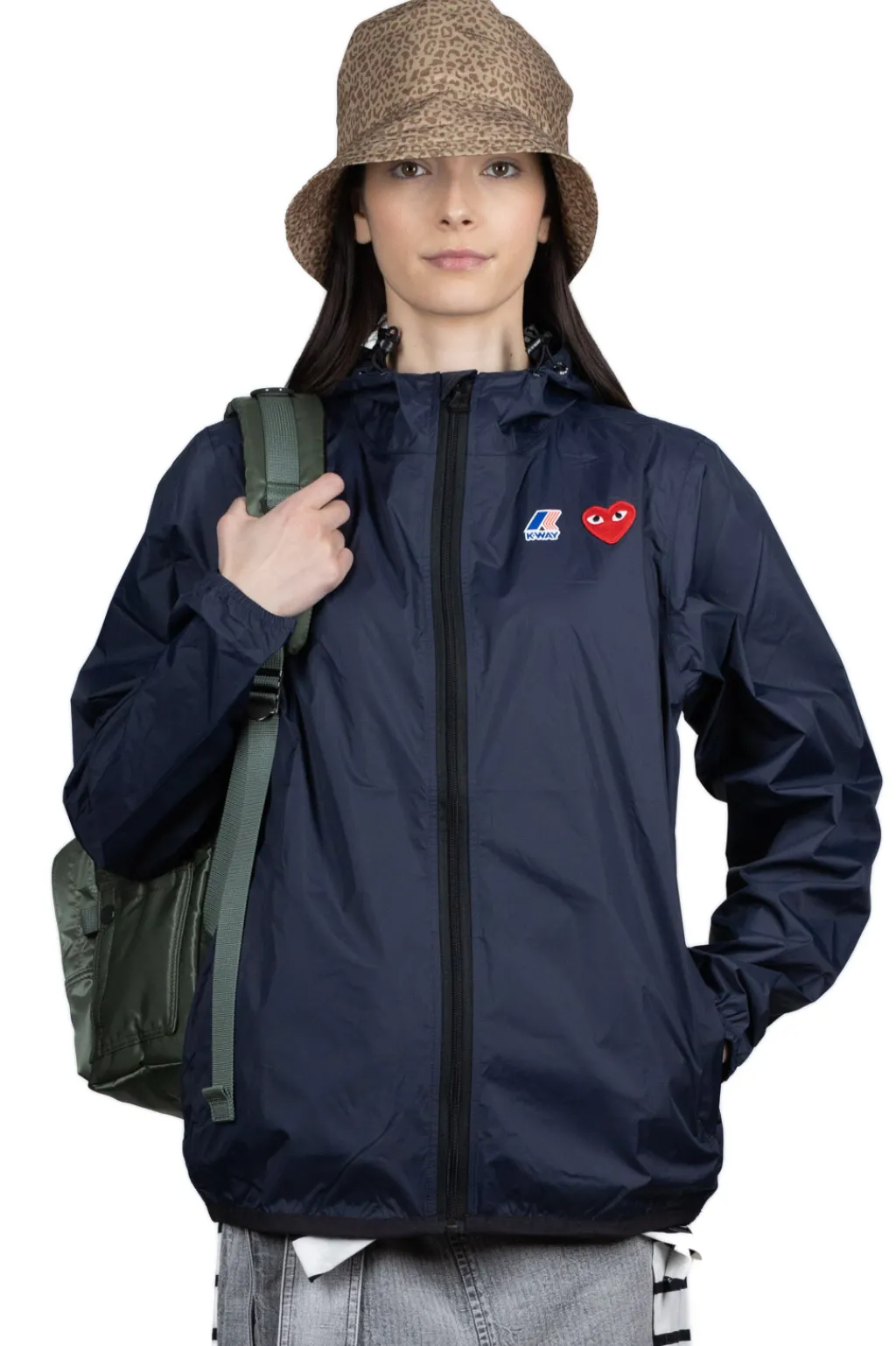 Fashion Comme Des Garcons Play K-WAY Hoodie Full Zip - Navy