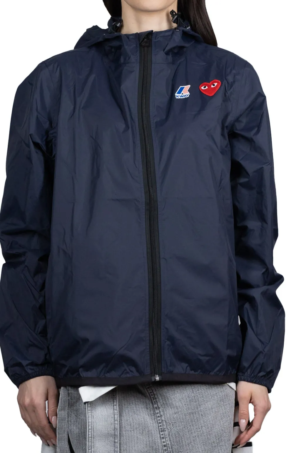 Fashion Comme Des Garcons Play K-WAY Hoodie Full Zip - Navy