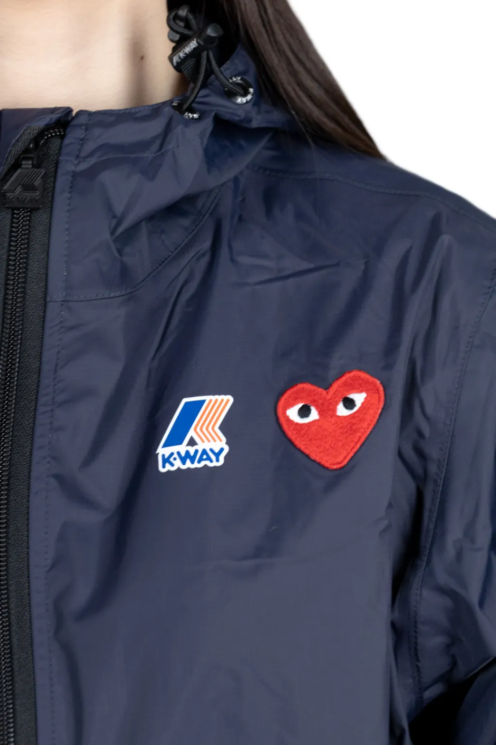 Fashion Comme Des Garcons Play K-WAY Hoodie Full Zip - Navy