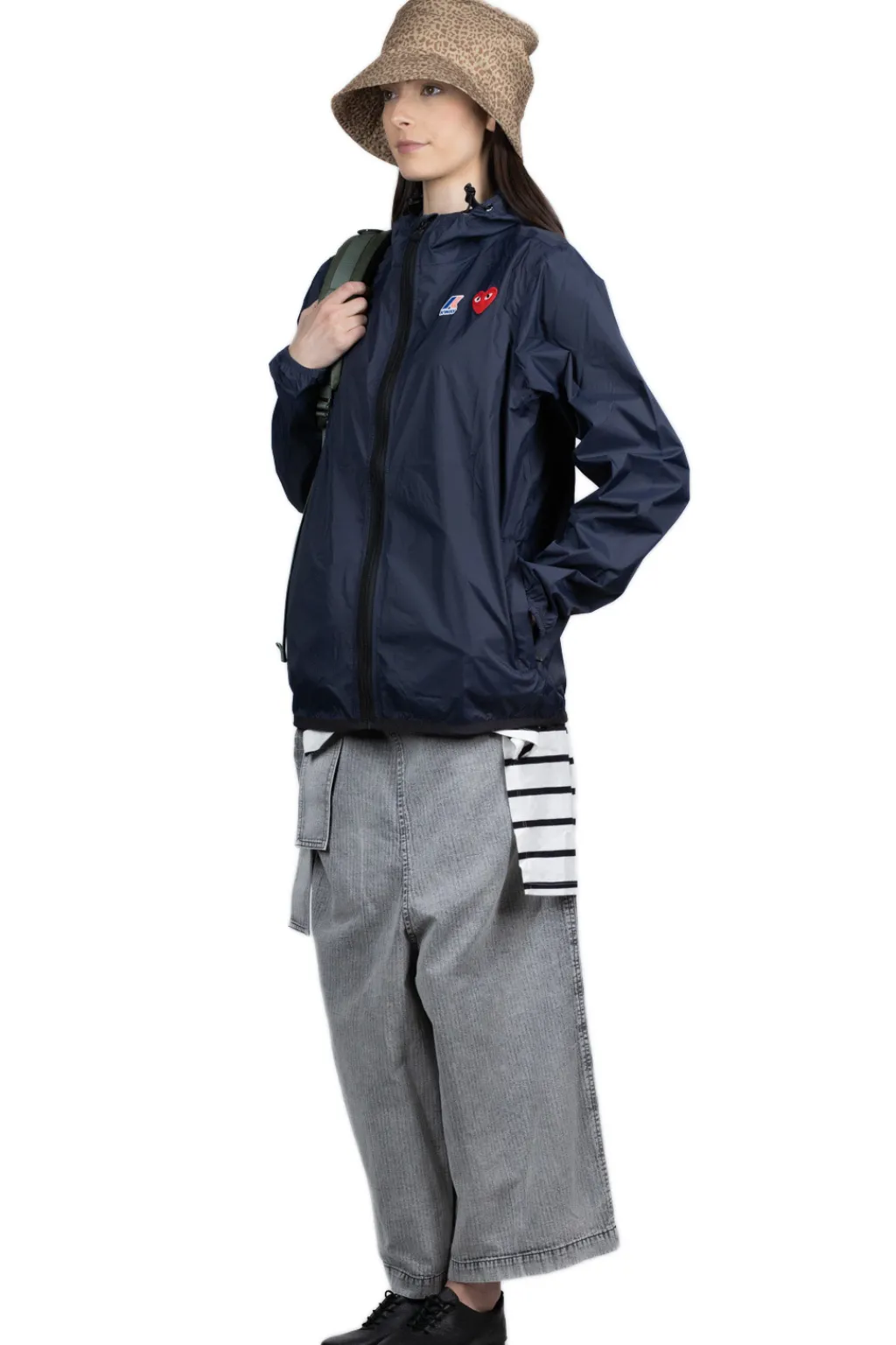 Fashion Comme Des Garcons Play K-WAY Hoodie Full Zip - Navy