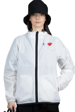 Sale Comme Des Garcons Play K-WAY Hoodie Full Zip - White