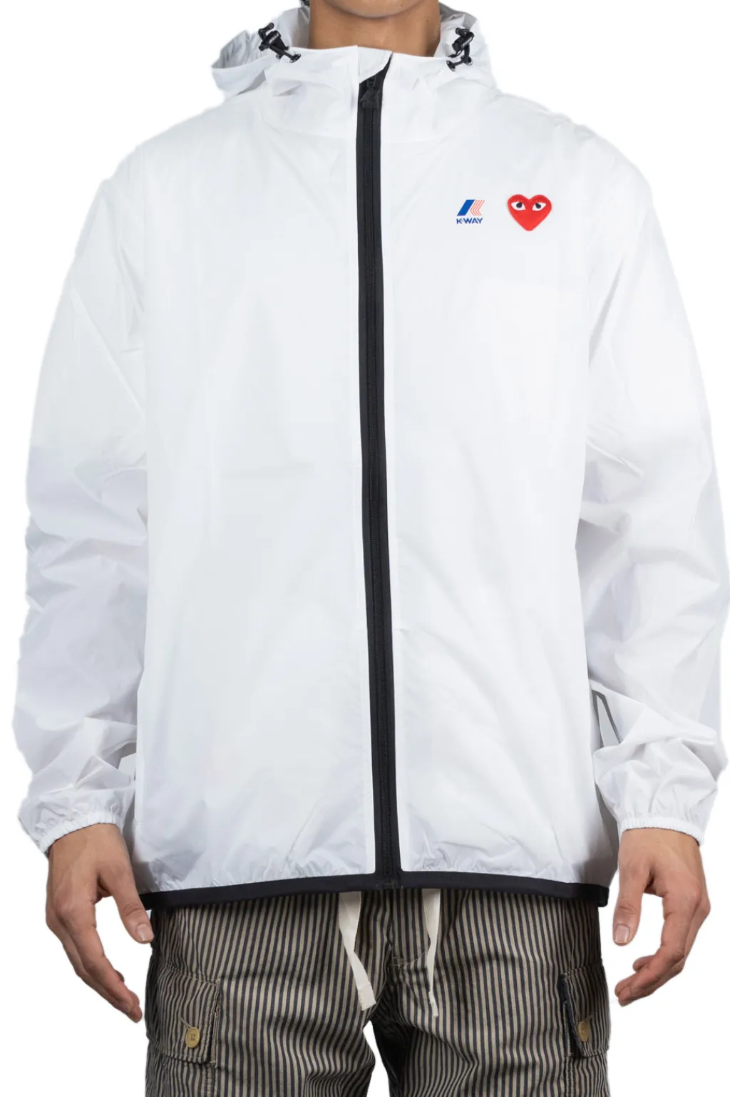 Clearance Comme Des Garcons Play K-WAY Hoodie Full Zip - White