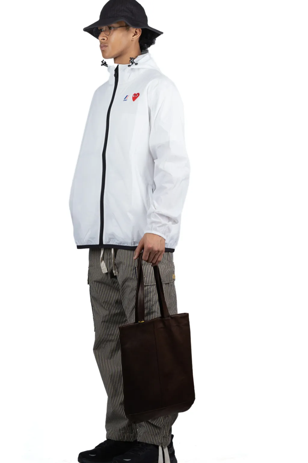 Clearance Comme Des Garcons Play K-WAY Hoodie Full Zip - White