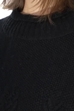 Clearance NARU Lambswool Aran Sweater - Black