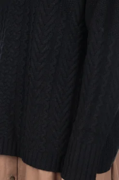 Clearance NARU Lambswool Aran Sweater - Black