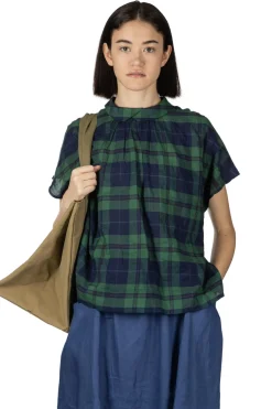 Outlet Nachukara Layered Collar Blouse - Navy Green