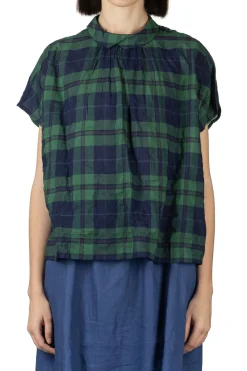 Outlet Nachukara Layered Collar Blouse - Navy Green