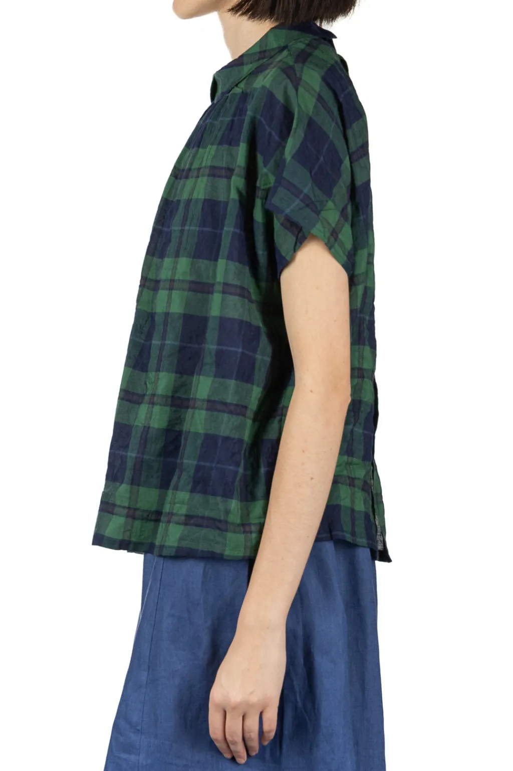 Outlet Nachukara Layered Collar Blouse - Navy Green