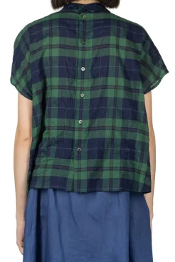 Outlet Nachukara Layered Collar Blouse - Navy Green