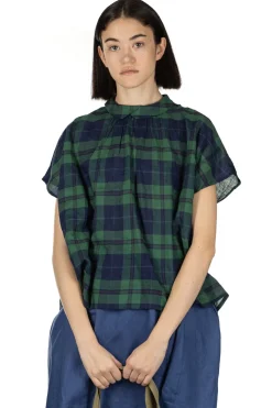 Outlet Nachukara Layered Collar Blouse - Navy Green