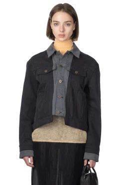 Clearance JW Anderson Layered Denim Jacket - Dark Grey