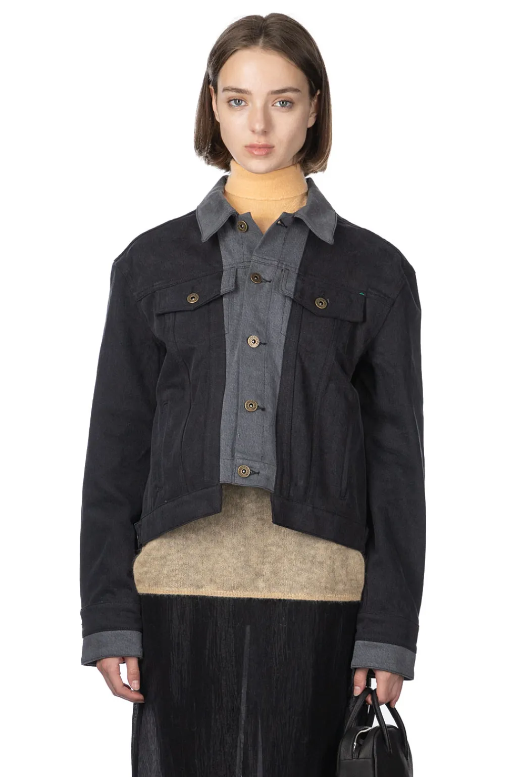 Clearance JW Anderson Layered Denim Jacket - Dark Grey